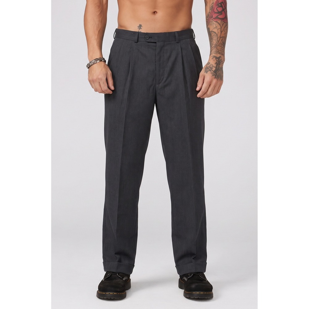 Lauren Ralph Lauren Dress Pants Mens 36x30 Gray Wool Cashmere Pleated Cuffed